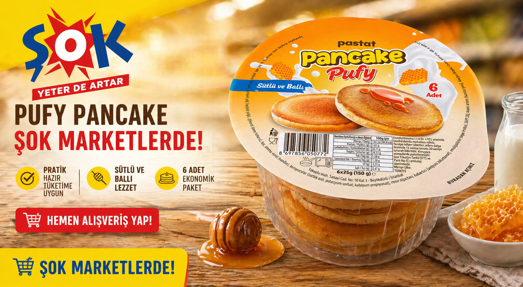 Şok Markette Pankek Var mı? Pufy Pancake Şok Market’te Satışta!