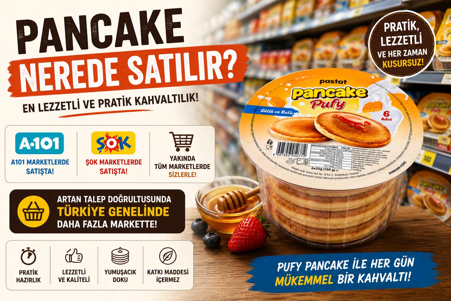 Pancake Nerede Satılır? 2026 Güncel Market Listesi (A101, ŞOK ve Daha Fazlası)