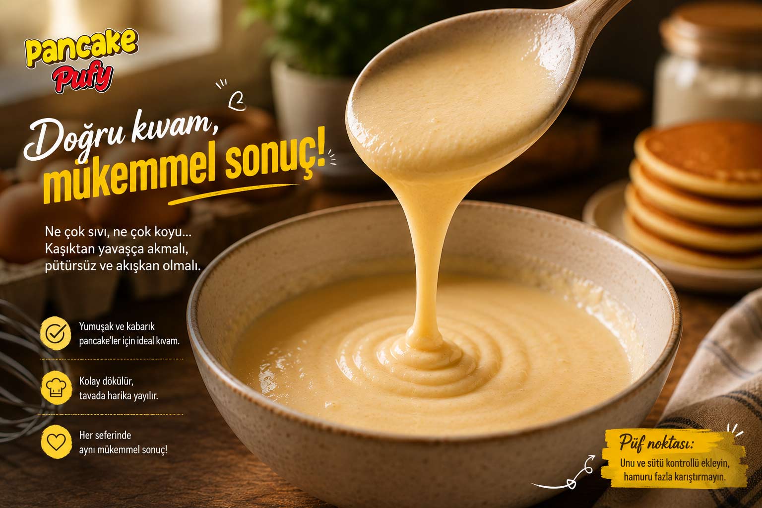 Pancake Kıvamı Nasıl Olmalı? (Tam Ölçü)